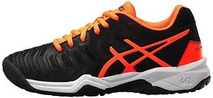 ASICS GEL Resolution 7 Junior tennis shoes sneakers - Black/Orange/White