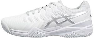ASICS GEL Resolution 7 CLAY Court men's tennis shoes sneakers - White/Silver