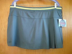 Bolle Extra Dry Tennis Skirt Skort Gray Yellow Trim Size XL Extra Large NWT $59