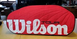 Wilson Tour Red & White 6 Pack Tennis Racquet Bag