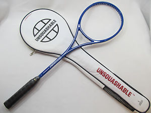 Unsquashable Squash Racket "The Champion" w/ Padded Zippered Full Case Blue NEW