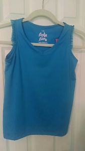 Lucky in Love Girl's L(14) Sleeveless Turquoise Top With Ruffle Accent