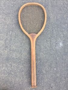 ANTIQUE Vintage SOLID WOOD TENNIS RACKET