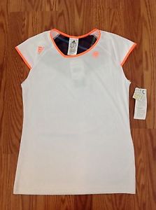 Adidas Girl's Roland Garros Paris white tennis cap sleeve top shirt Climacool L