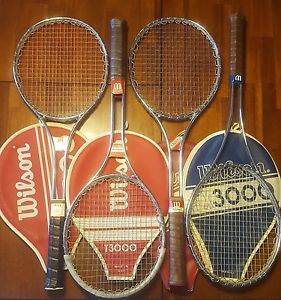 WILSON T3000, TX3000 TENNIS RACQUET WITH COVERS LOT OF 4