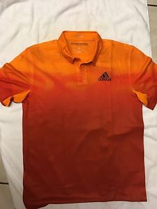 Adidas Adizero ClimaLite Men's Polo Garment-Dye Orange/Red Size S AJ1534