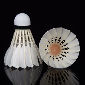 12-Pack White Goose Feather Badminton Balls Pro Badminton Training Shuttlecocks