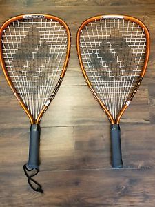 2 Ektelon Energy Racquetball Racquets Power Level 900 Orange 22" & Bag AWESOME