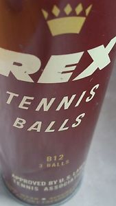 Vtg REX B12 Tennis Ball Tin Can sport racquet balls U.S. lawn tennis Rexall