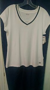 Wilson Women's Tennis Top US Size L White W/Navy Trim NWT