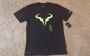 Nike Rafael Rafa Nadal 2010 US Open Bull Mens Tennis Dri fit NWT T shirt L Volt
