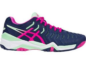 Asics Gel Resolution 7 women Indigo/Pink/Green E751Y-4920 + Free socks