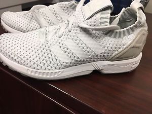 Adidas ZX Flux PK Mens S75977 White PrimeKnit Athletic Running Shoes Size 12