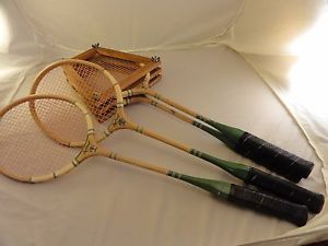 4 Vintage Cup Final 26" Badminton Rackets Wooden Wood Made Japan