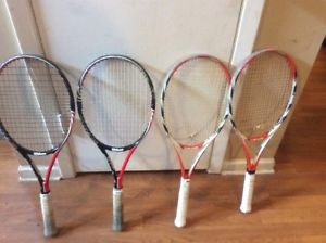 Lot Of 4 Tennis Racquets: Head Radical Midplus Microgel L4 & Wilson Six One 95