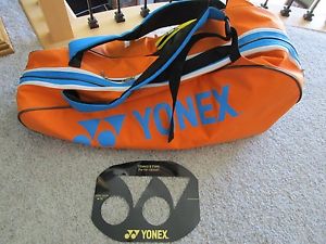 Yonex Tournament Tennis Bag Orange Blue 6 Pack + Free String Stencil