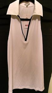 YAFFA NILO WHITE/BLACK TRIM POLO TANK - WOMEN'S SIZE L