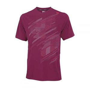 Wilson Blur Tartán cuello de pico Camiseta de tenis Rojo para hombres NUEVO