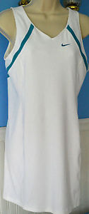 WOMENS NIKE TENNIS DRESS V-NECK White Teal GOLF Size Small (4-6) FIT DRY New 30