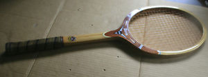 TAD DAVIS, HI-POINT CUSTOM VINTAGE WOODEN TENNIS RACQUET W/PRESS 4 1/2" ORIGINAL