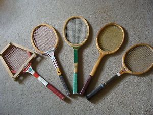 Lot 5 Vintage wood tennis rackets raquets Decoration Wilson Connors Courtland,