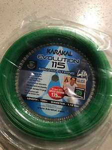 BRAND NEW KARAKAL EVOLUTION 1.15 GREEN SQUASH STRINGS REEL 100M