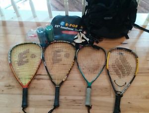 E Force Bedlam Radium 22" Racquetball Racquets Lot 4 ektelon triple threat bag