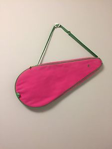 Vintage Lilly Pulitzer Hot Pink Green Palm Tree Tennis Racket Case Cover