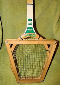 RARE Green Wooden Wilson Jack Kramer Pro Tennis Racket w/Wooden Bancroft Holder
