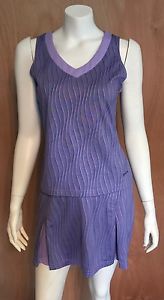 BOLLE 2 Piece Tennis Golf Outfit Purple Tank Top & Skirt Skort Boy Short Under M