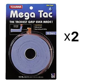 Unique Tourna Mega Tac Tennis Racket Replacement XL Grip  Blue, 10-Pack (2-Pack)