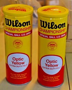 VINTAGE WILSON CHAMPIONSHIP TENNIS BALLS, OPTIC YELLOW, 2 SEALED CANS, 3 PER CAN