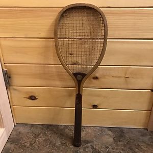 Vintage Wood 1910 Spalding GREENWOOD Tennis Racket Over 100 Years Old NICE LOOK!