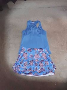 Womens Lucky in Love tennis outfit, skort M, top L