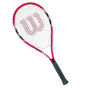 Wilson Federer Adult Strung Tennis Racket Red/Black/White 4-3/8 Inch Grip