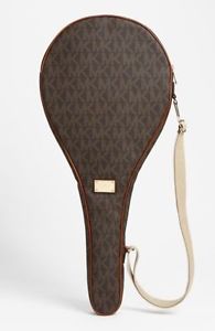 Michael Kors Tennis Racket Cover Signature MK Leather Brown New