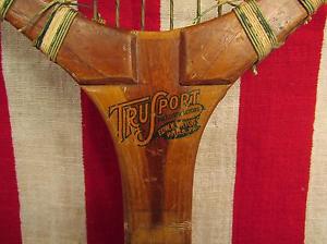 Vintage TruSport Antique Wood Tennis Racquet Tryon Olympic Great Display!