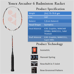 100% authentic Yonex ARCSABER-6 badminton racket bag sports collection