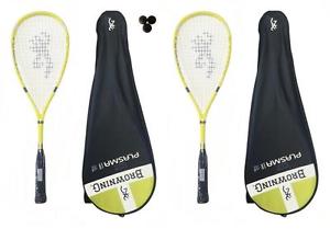 2 x Browning Plasma Nano 140 Raquettes De Squash + Balles De 3 Squash