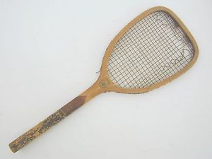 West End Flat Top Antique Cork Handle Tennis Racquet - 1880's - Rare Flat Top