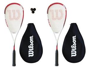 2 x Wilson Tour Raquettes De Squash + Coque + Balles De 3 Squash