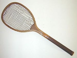 C & Cross Transitional Flat Top Antique Tennis Racquet 1890's Rare Wood Butt Cap