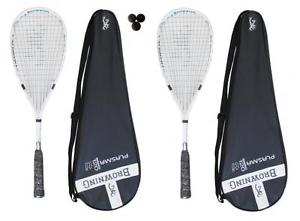 2 x Browning Plasma Nano 120 Raquettes De Squash + Balles De 3 Squash