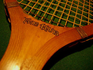 VINTAGE WRIGHT & DITSON BOSTON MADE WOOD TENNIS RACQUET MODEL THE HUB CIRCA:1928