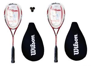 2 x Wilson Tour 138 BLX Raquettes De Squash + Balles De 3 Squash