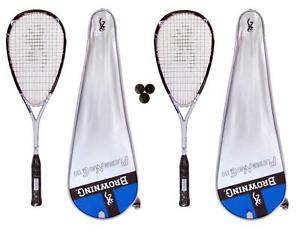 2 x Browning Platine Nano 130 Raquettes De Squash + Balles De 3 Squash