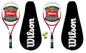 2 x Wilson Exclusivo Hybrid Adulto Raquetas de Tenis + Cámara de Pelotas Tenis