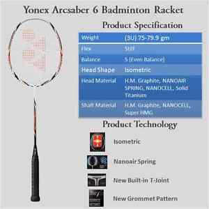 100% genuine Yonex ARCSABER-6 badminton racket with bag sports collection