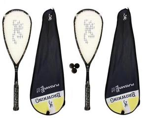 2 x Browning Plasma Nano 110 Raquettes De Squash + 3 Dunlop Pro Balles