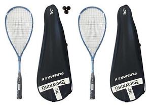 2 x Browning Plasma Nano 130 Raquettes De Squash + Balles De 3 Squash